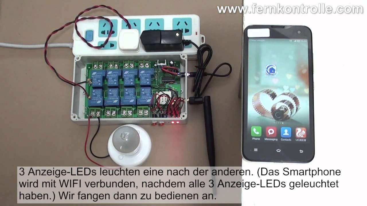 relais per Handy (Android& Iphone6s )schalten steuern DC&AC Smartphone WIFI Kontroller AC Lampe