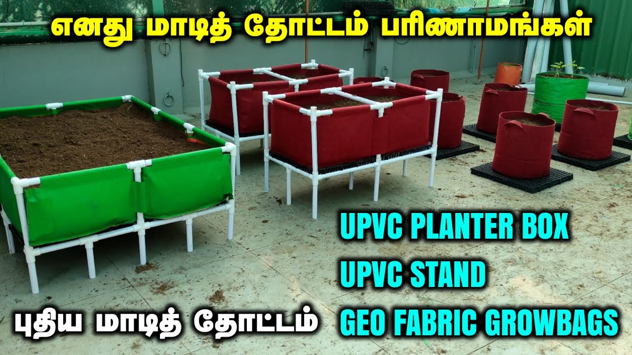 எனது மாடித் தோட்ட பரிணாமங்கள். எனது புதிய மாடித் தோட்டம் with UPVC Planter Box, Geo Fabric Growbags
