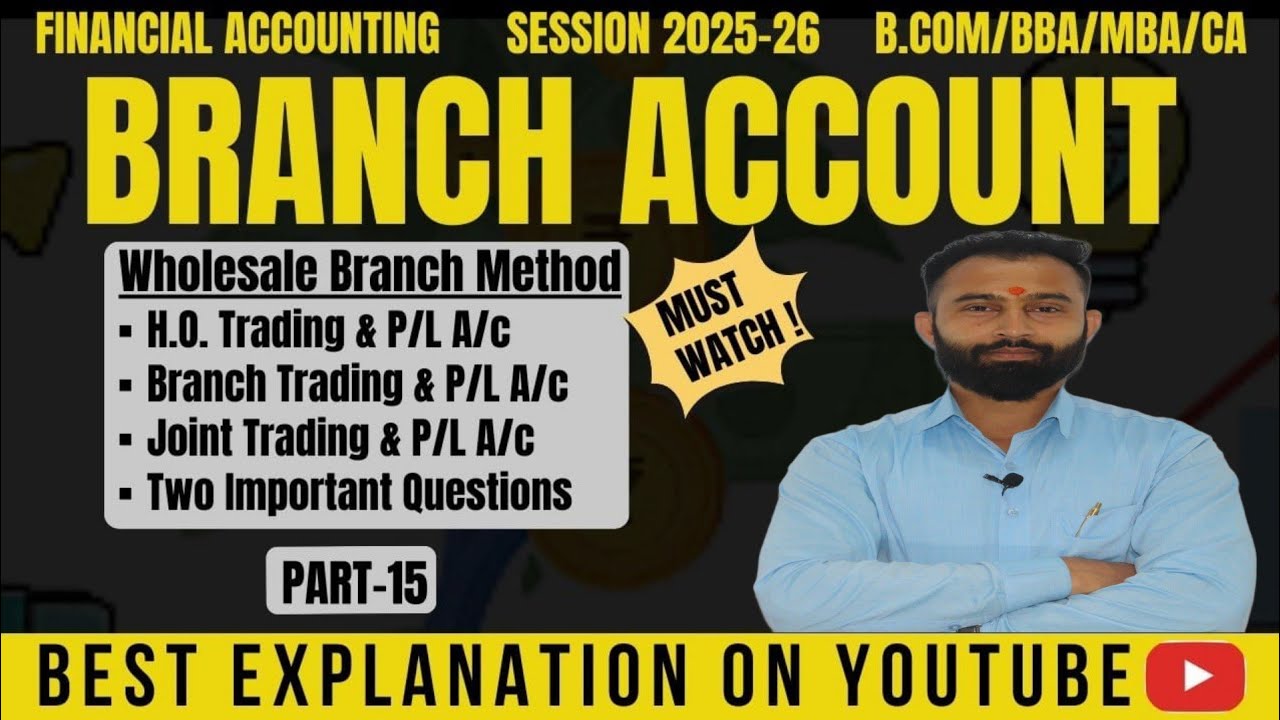 Branch Accounts | Wholesale Branch Method | H O Trading & P/L A/c |Branch Trading & P/L A/c |Part-15