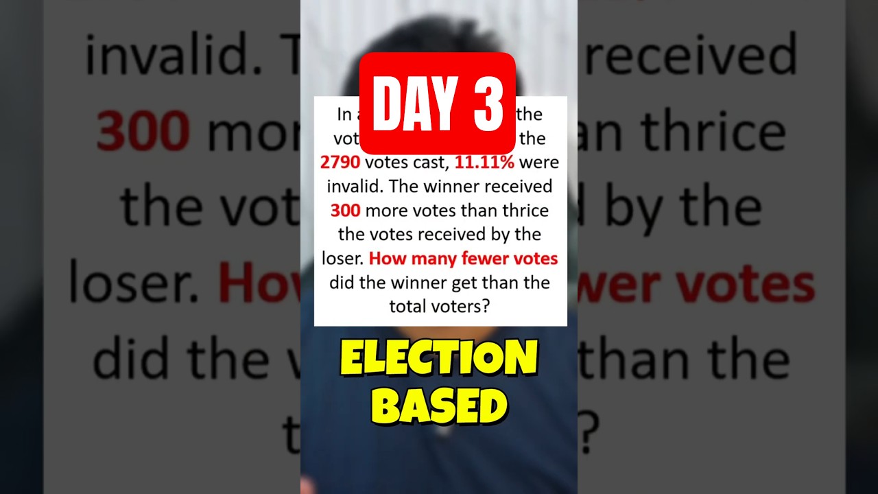 Election Questions in Seconds 🗳️🔥 | Percentage Day 3 | Bank Exams Quant #shorts #bankexams #ytshorts