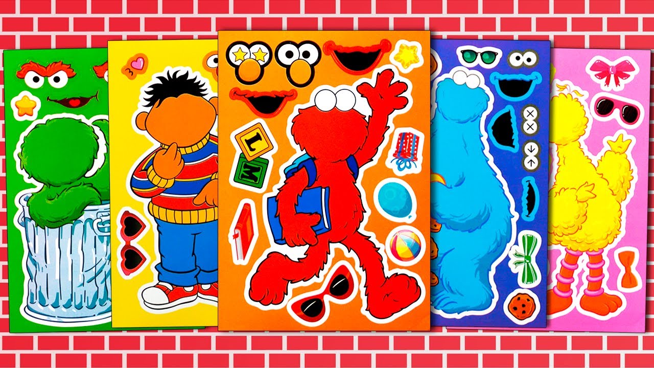 SESAME STREET STICKER BOOK MAKEOVER | ELMO, BIG BIRD, COOKIE MONSTER FUNNY STICKER ACTIVITY