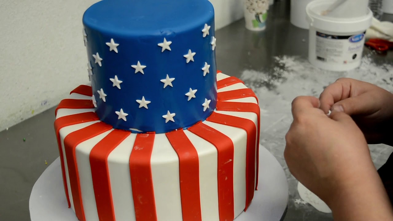How to Decorate a July 4th Cake - Fondant Stars and Strips