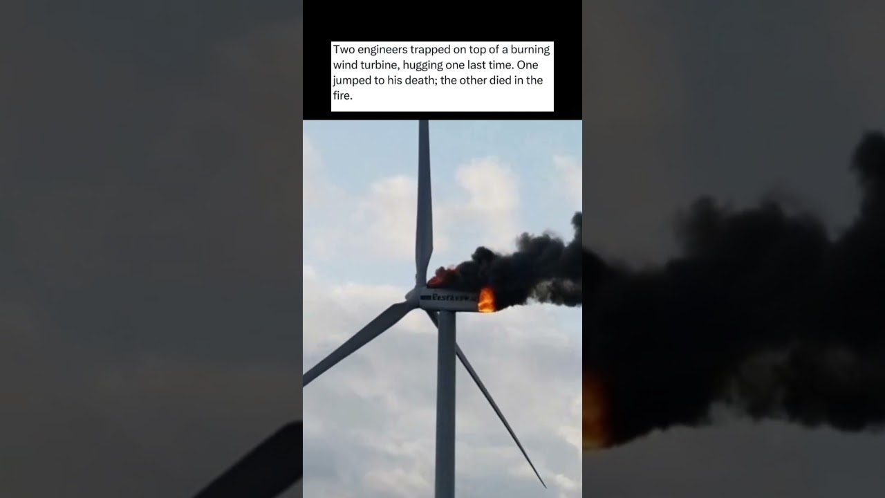 Two Men Trapped On Burning Wind Turbine
