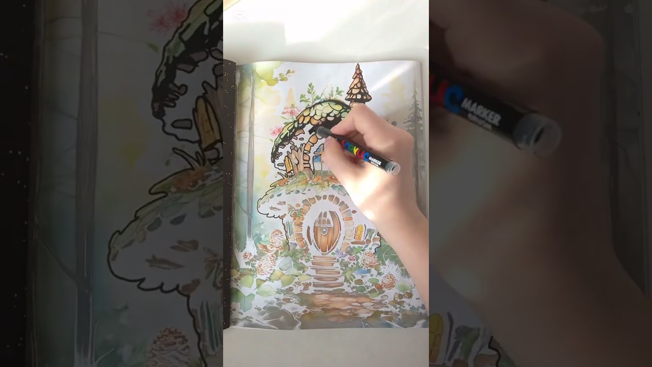 Inkara-Fairy Houses Ink Tracing & Reverse Coloring Book  #FairyHouseArt #InkTracing #SatisfyingVideo