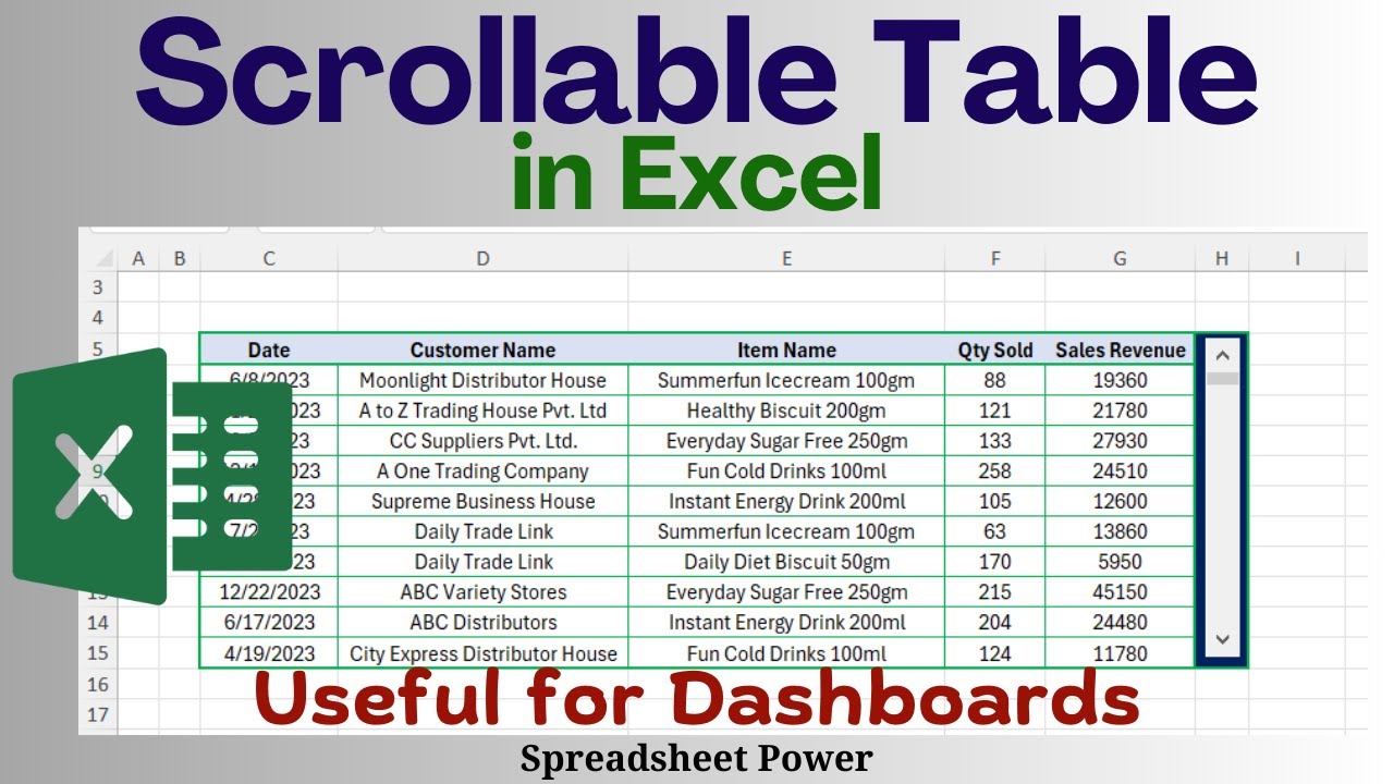 How to Make Scrollable Table in Excel for Dashboards