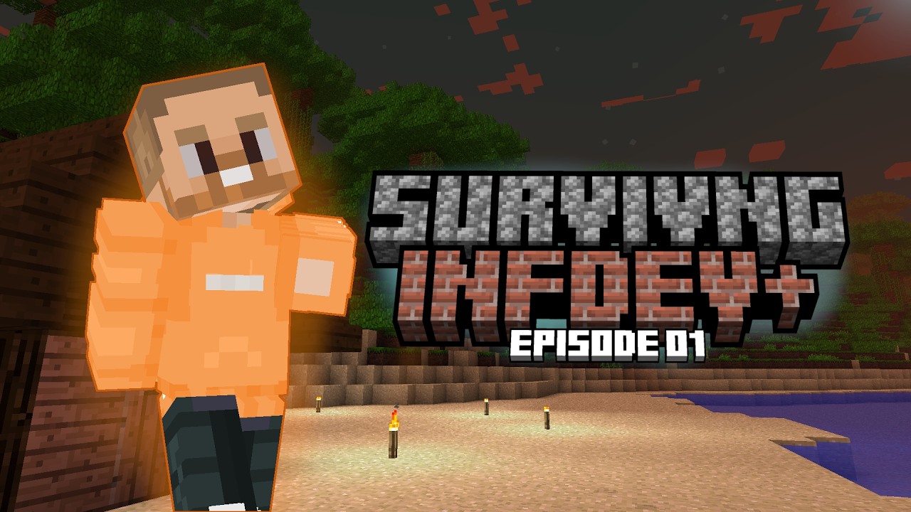 Building my First House in Minecraft Infdev - Surviving Infdev+ #001