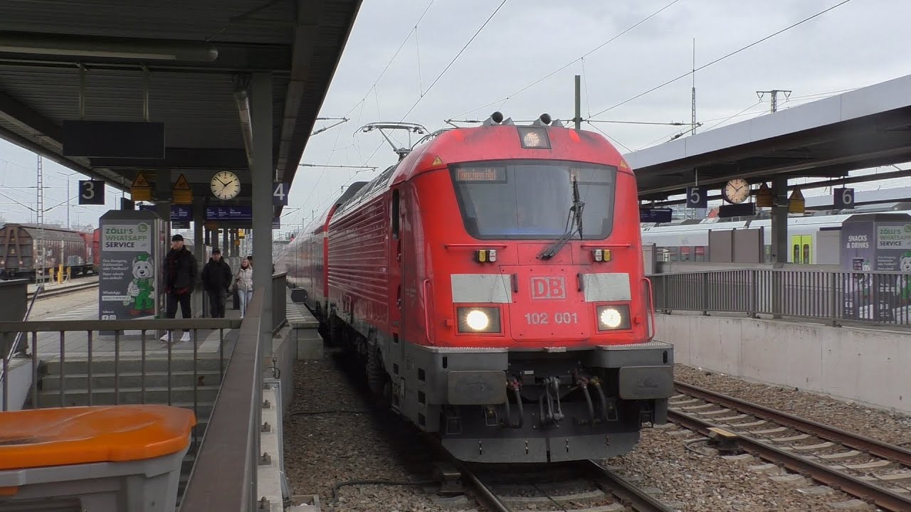 Express Train + Northrail Local + RheinCargo Long Distance Freight Train at Ingolstadt North Station