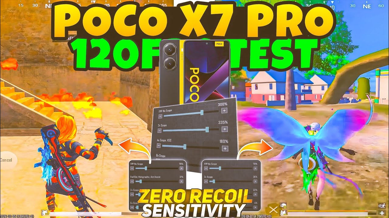 🔥Poco X7 Pro 5G BGMI ( eSports Sensitivity Settings Code ) Test with Fps Meter