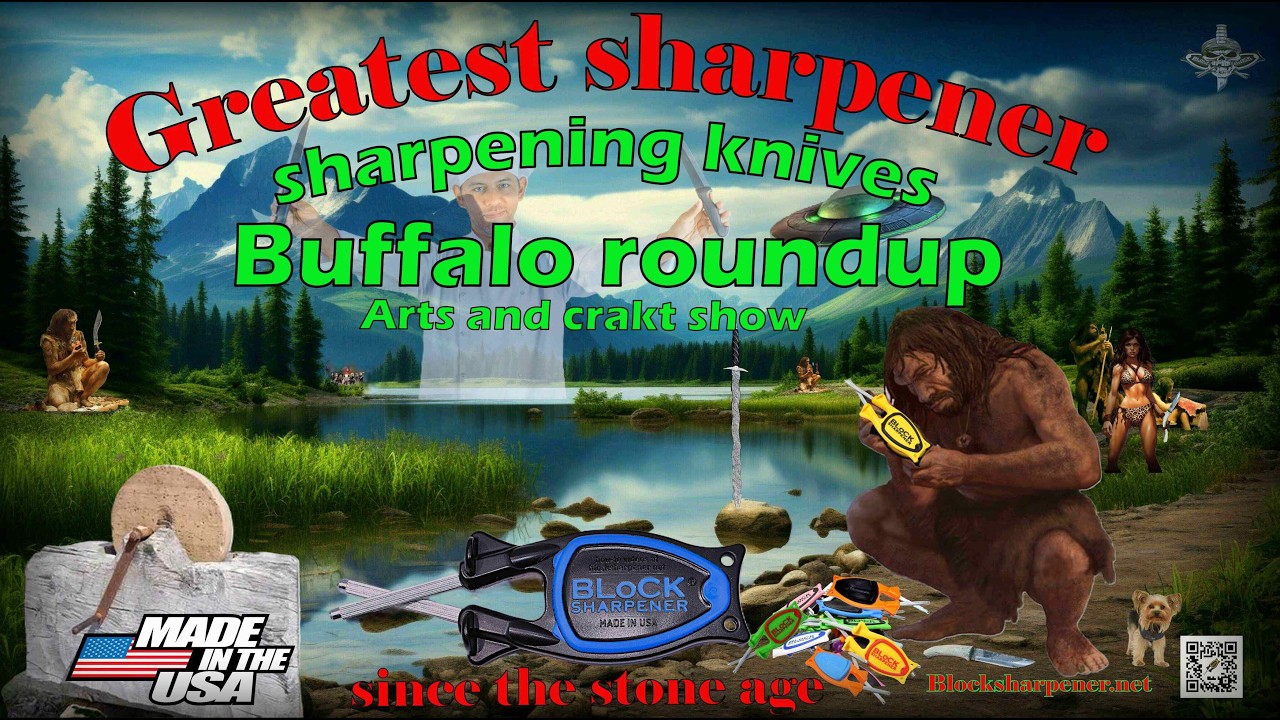 Sharpening a Spyderco knife, at the Buffalo Roundup, at Custer State Parks arts and craft show.