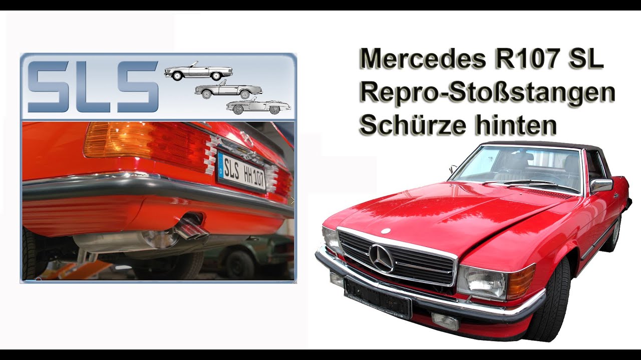 Mercedes SL R107 neue Repro Heckschürzen (Stoßstange hinten) im Test und zu Besuch beim Lackierer