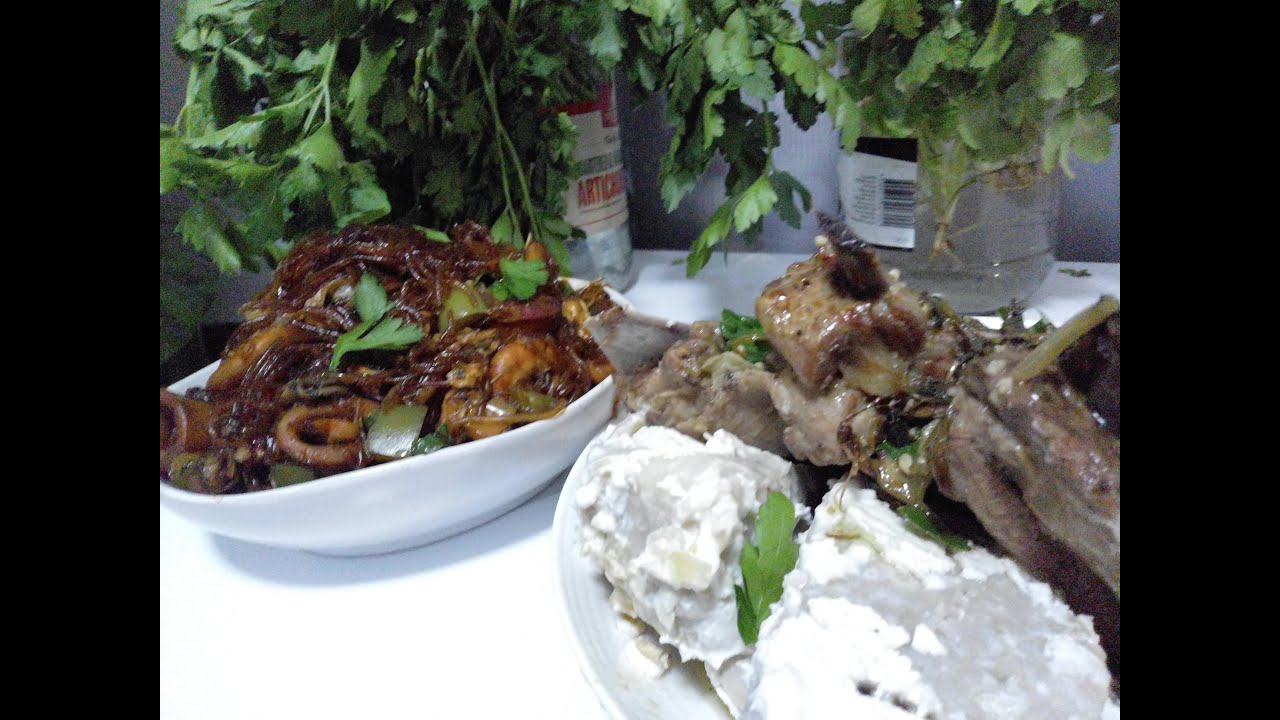 Seafood Chop Suey or Sapasui Seafood. Faalifu Taro. Oven Baked Lamb