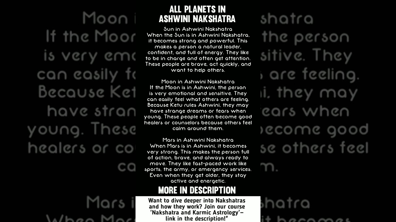 All Planets In Aswini Nakshatra #astrology #vedicastrology #ashwini #nakshatra #horoscope