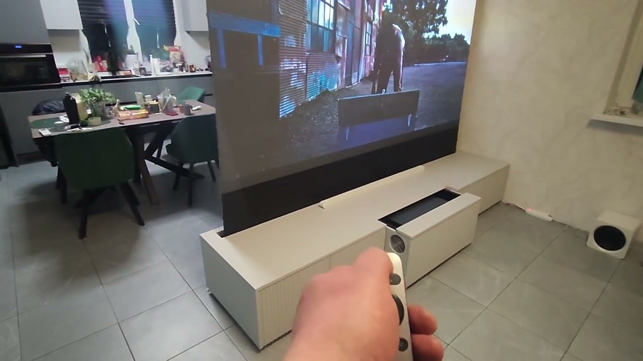 Тумба для лазерного ТВ и ALR экрана Vividstorm, изготовления под заказ, любая отделка шпон или эмаль