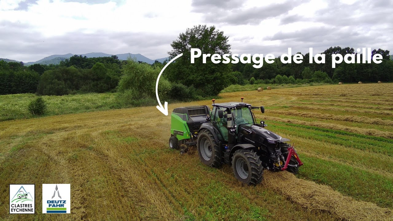 PRESSAGE de la PAILLE 2023 avec un DEUTZ FAHR 6185ttv / ROUNDBALLEUR DEUTZ FAHR VARIMASTER 🟢⚫️