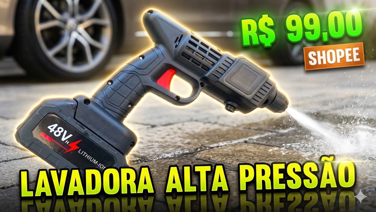 LAVADORA ALTA PRESSÃO A BATERIA DA SHOPEE! VALE A PENA?