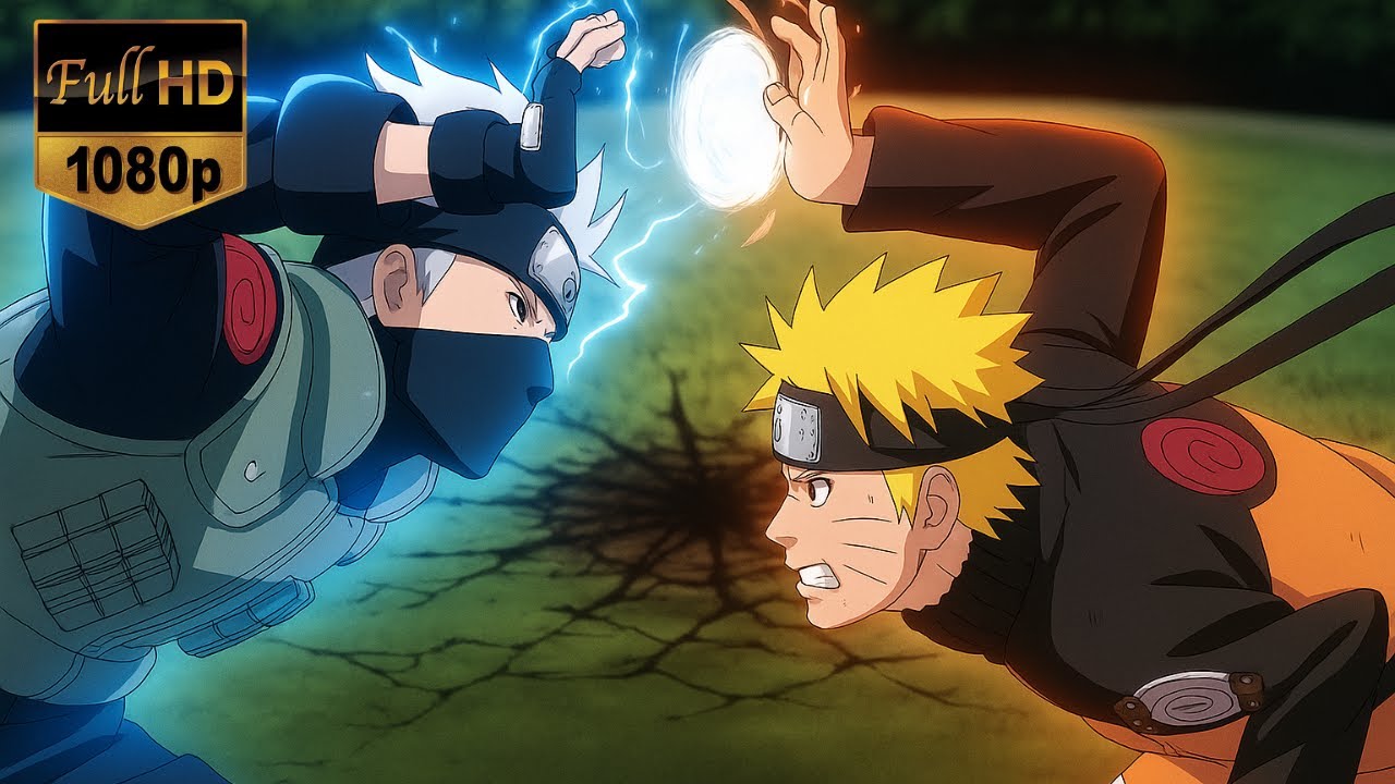 Kakashi lleva a Naruto al límite — Rasen Shuriken