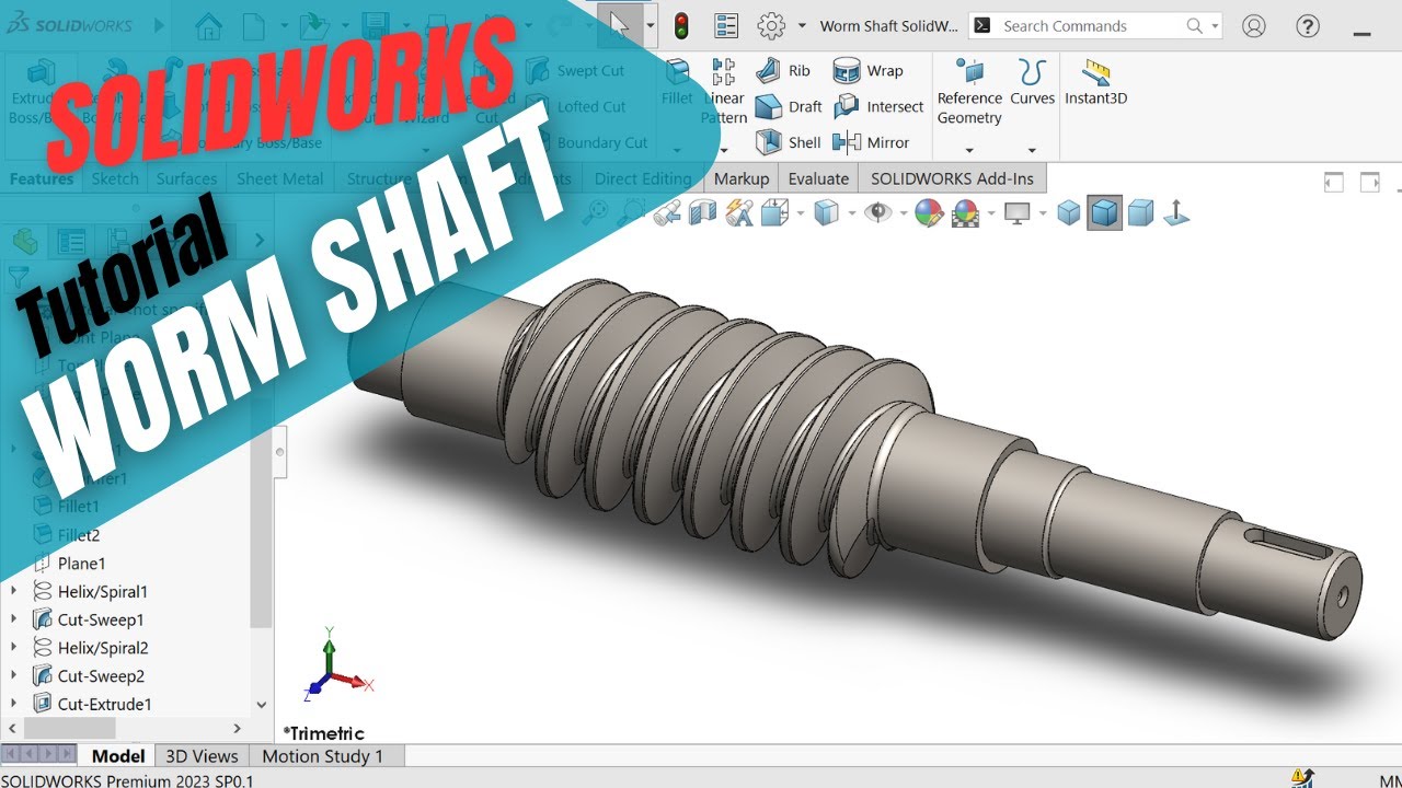 Create Your Own WORM SHAFT in SolidWorks 2023