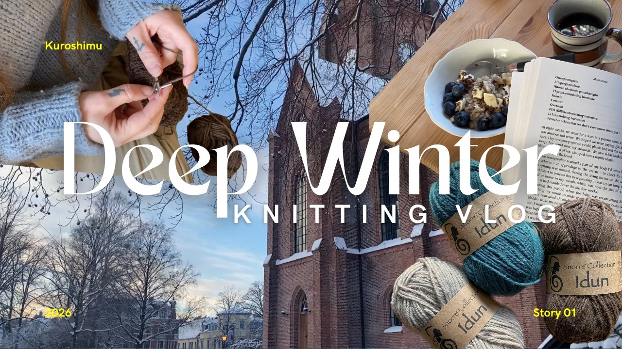 knitting a hood to keep warm ❄️ slow days in hibernation