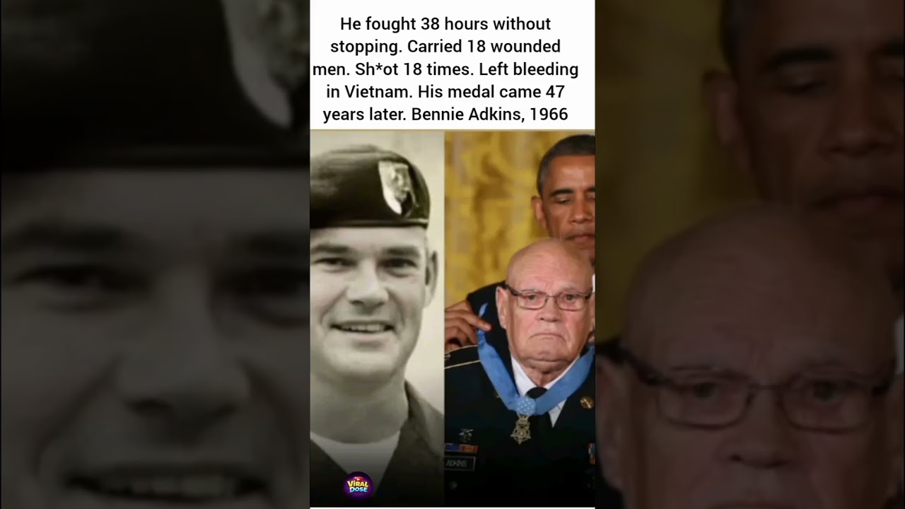 38 hours. 18 wounded. Shot 18 times. 47 years for a medal. Bennie Adkins never quit. #NeverQuit