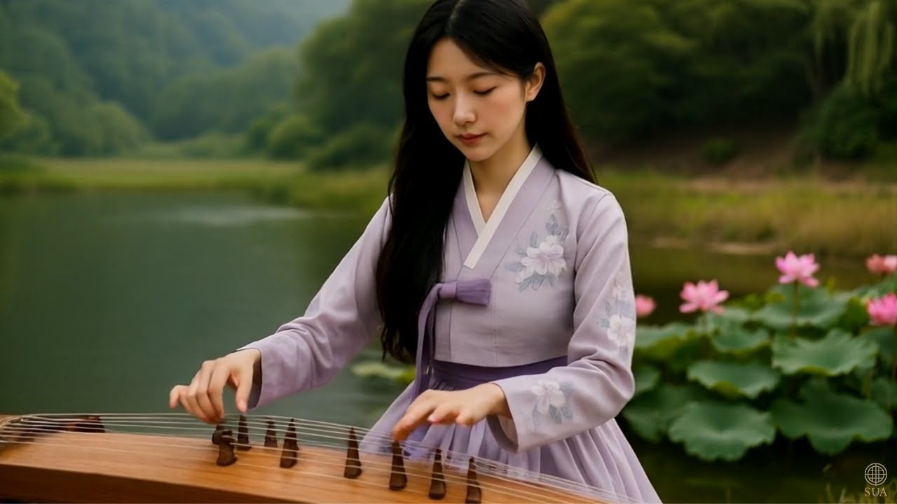 Serene Morning by the Lotus Pond | Korean Gayageum ASMR for Sleep, Study & Healing