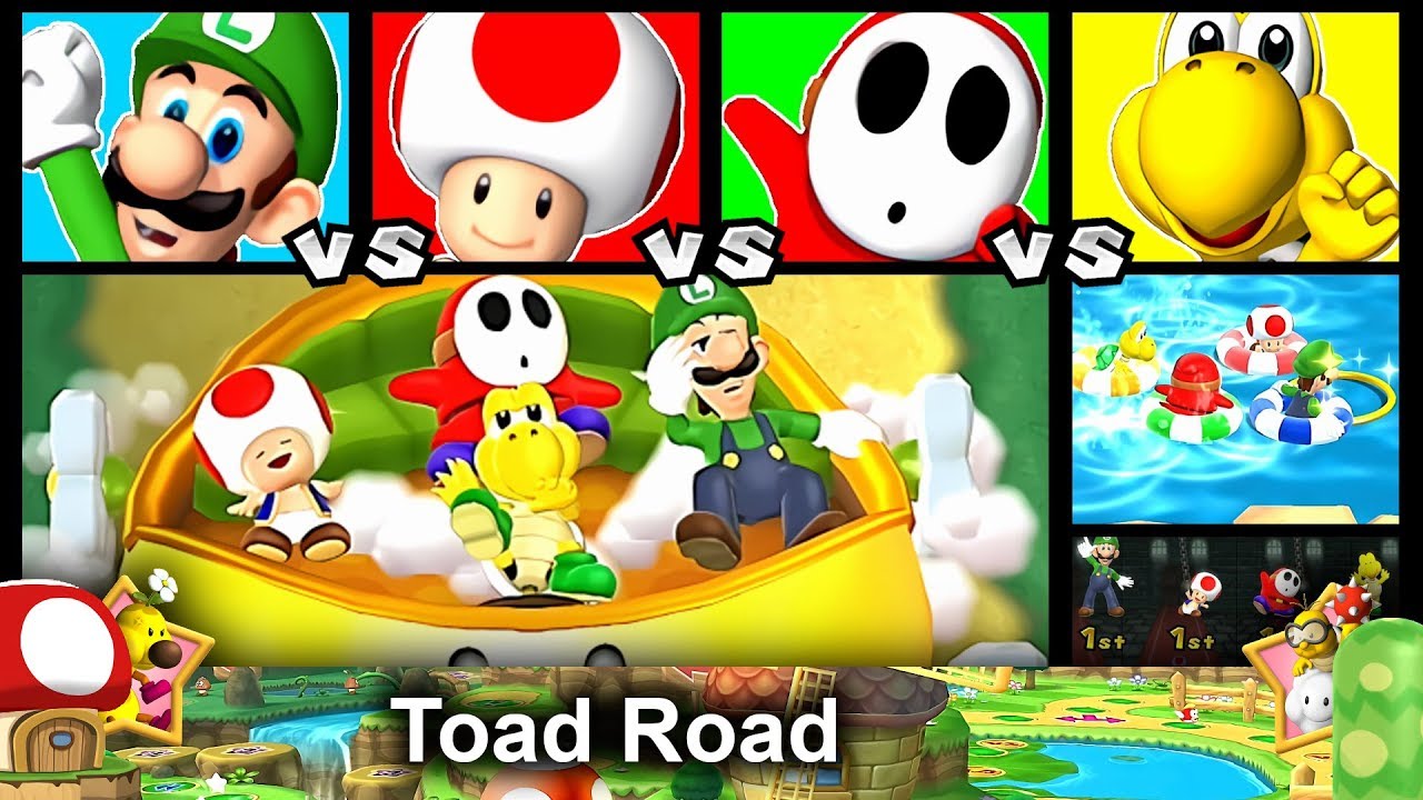 Mario Party 9 Toad Road Luigi vs Toad vs vs Shy Guy vs Koopa Master