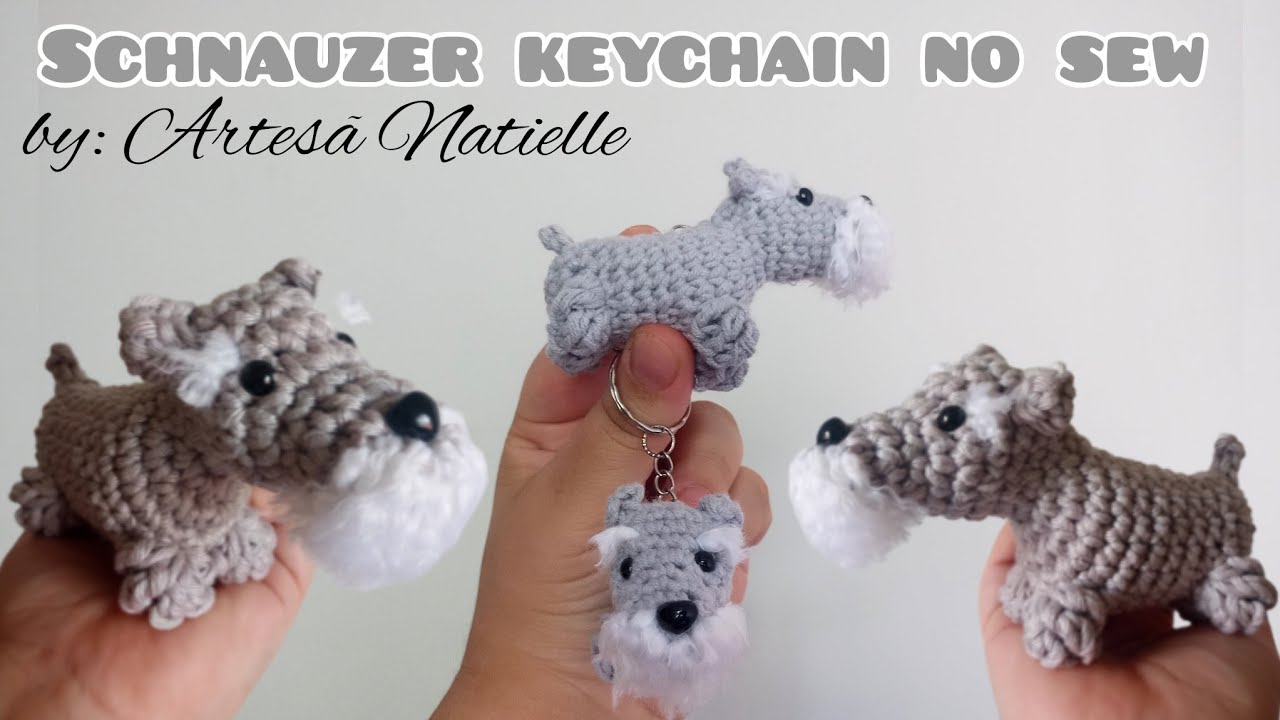 Schnauzer Amigurumi Keychain No Sew