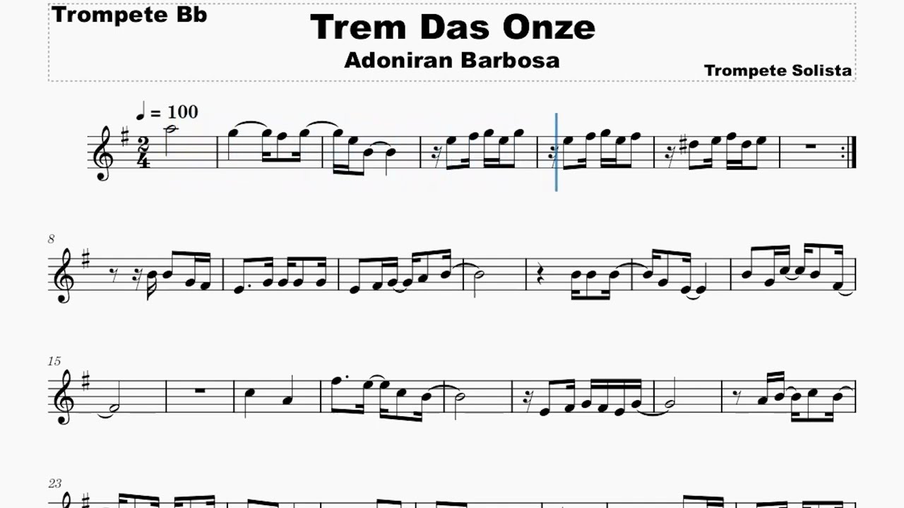Trem das Onze (Adoniran Barbosa) Partitura - Trompete em Sib! #partituras  #trompete #trumpet