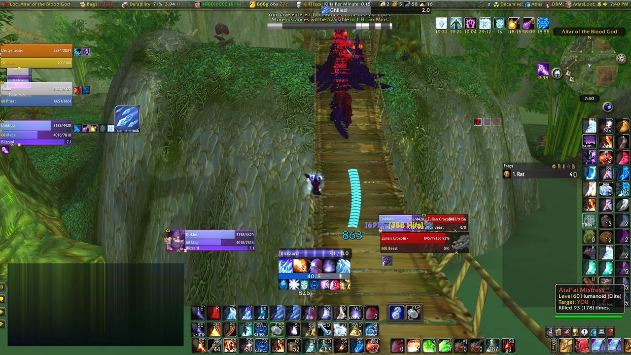 ZG Mage solo farm - 22+ packs, 105 mobs (crocs, tigers, panthers, mistresses)