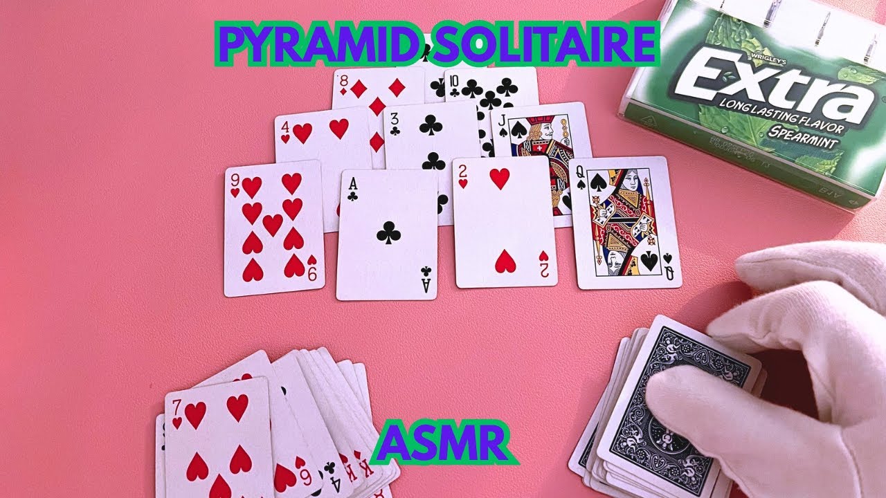 Pyramid Solitaire | ASMR Gum Chewing | Female Clicky Whisper 