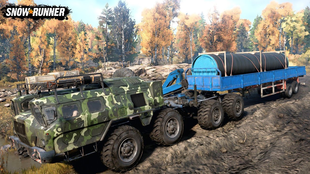 Snowrunner Truck Large Pipe Delivery Gameplay 💥 #snowrunner #Gaming #Gameplay 