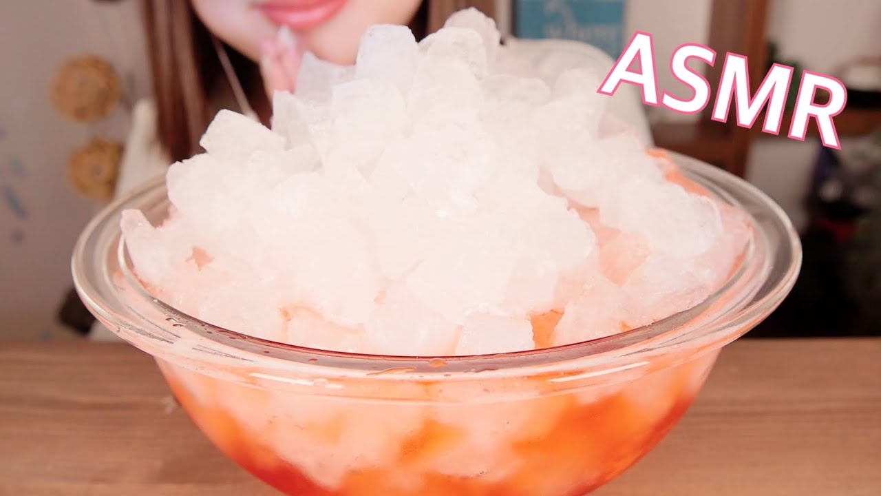 飲む音 ストロベリーサイダーと氷を食べる ASMR  モッパン먹방/먹는 방송【Drinking Sounds】