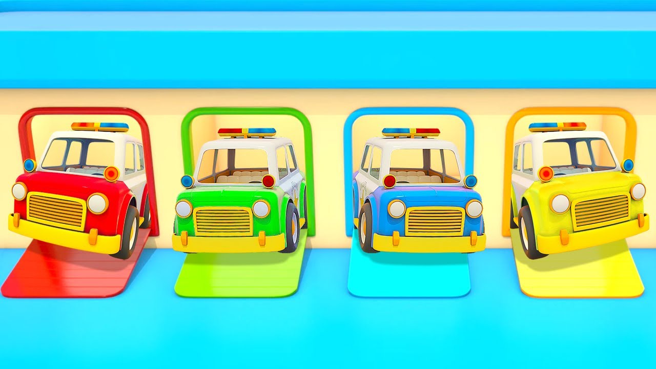 Los coches de Polic&iacute;a. Dibujos animados de carros.