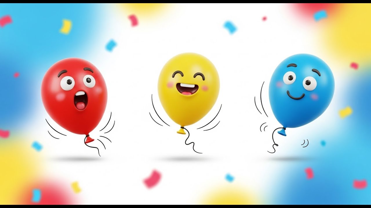 Três Pequenos Balões de Brinquedo Pop Pop | Rima Infantil de Cores e Sons
