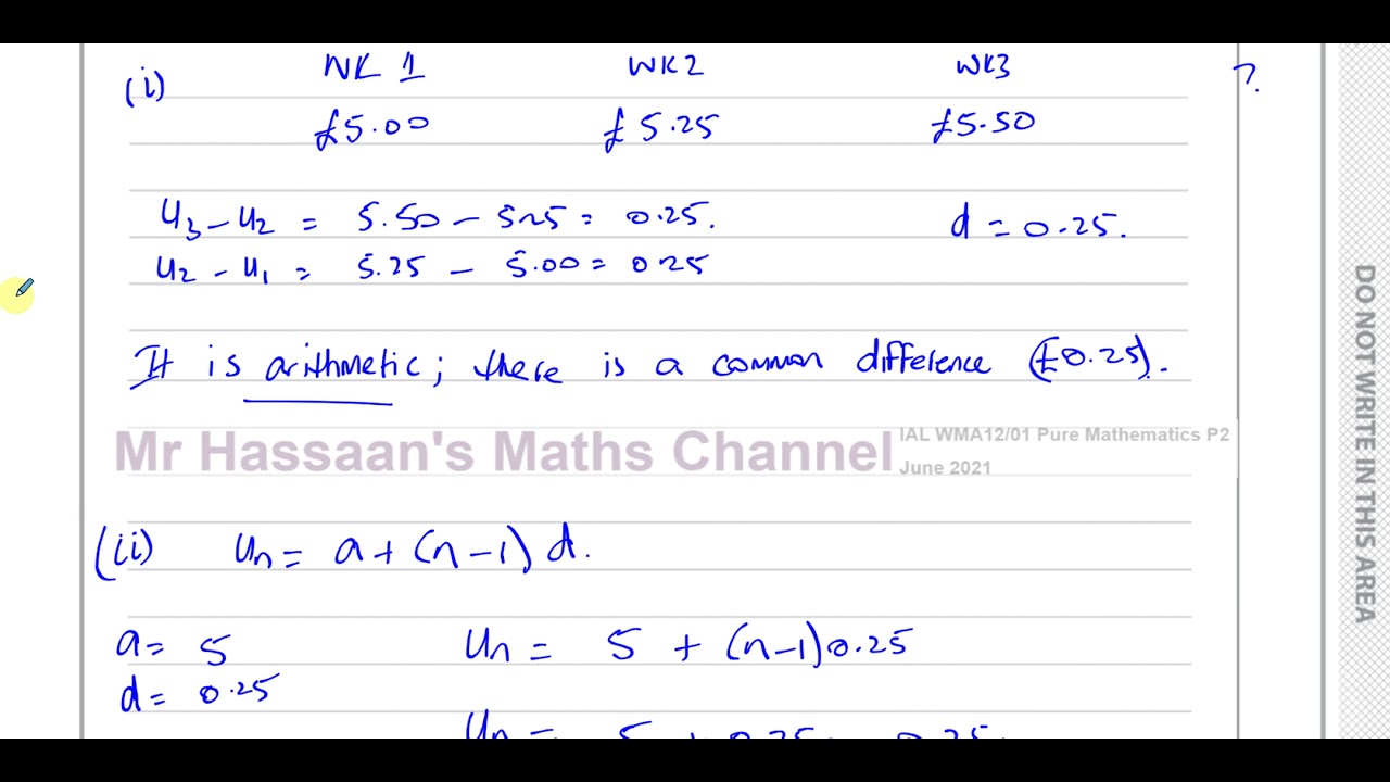 WMA12/01 IAL (Edexcel) P2 June 2021 Q1 Arithmetic Series