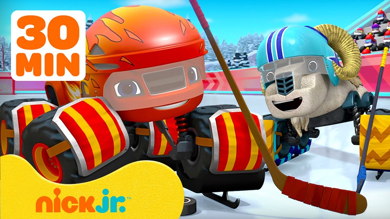 Blaze | 30 MINUTEN LANG Blaze die sporten beoefent! IJshockey, voetbal & meer | Nick Jr. Nederlands