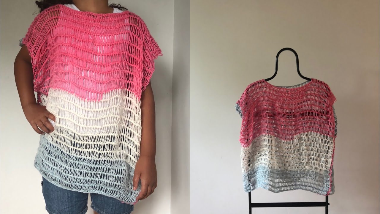 Pull-poncho en crochet tunisien pour toutes les tailles