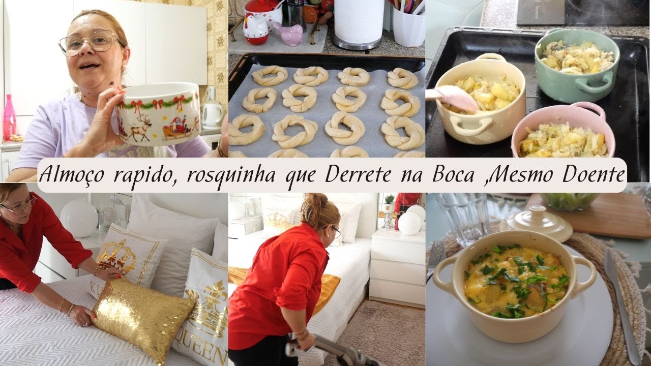 FIZ UM BACALHAU Á BRÁS NO FORNO + UMAS ROSQUINHAS  INCRIVEIS// O MEU DIA Á DIA POR CASA