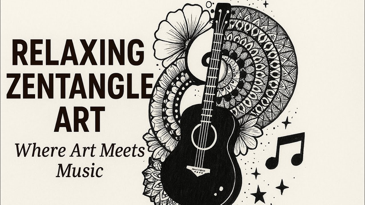 Guitar Zentangle Art Full Process | Satisfying drawing 🎸✨💖