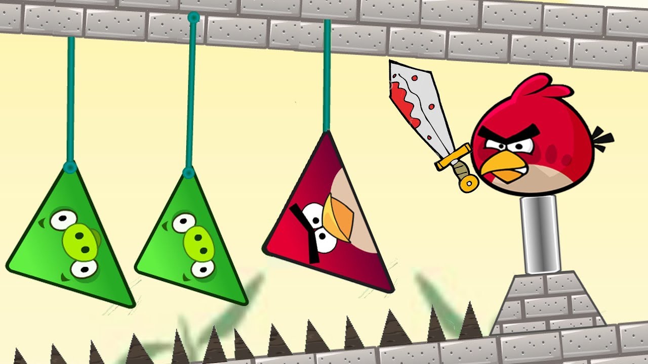 Angry Birds Piggies Out - DROP TRIANGLE PIGS TO SPIKES BY CUTTING ROPE!