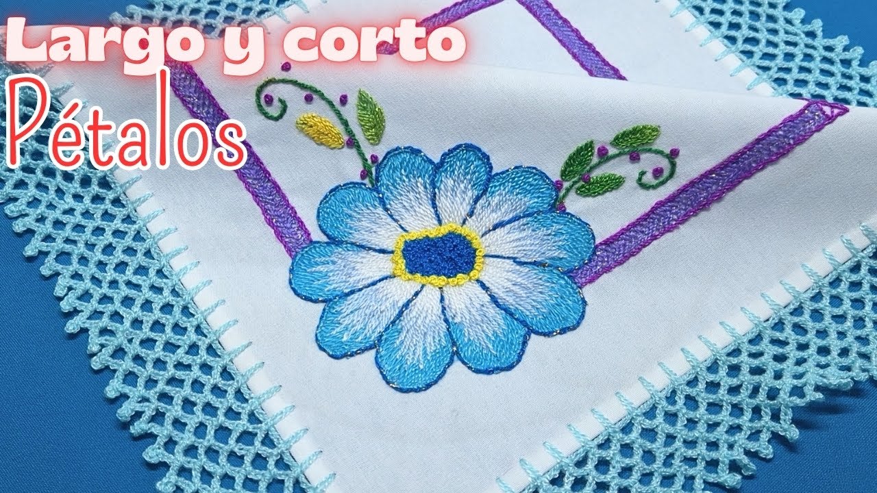 Bordemos una flor con puntada larga y corta a 3 colores para rellenar pétalos🌻🌸