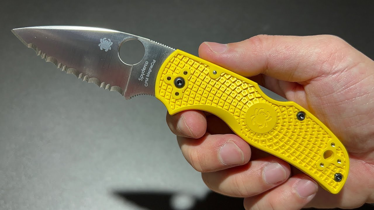 SPYDERCO NATIVE 5 SALT CPM MAGNACUT SERRATED SATIN YELLOW FRN ยืม เหลืองมะม่วงทนสนิม