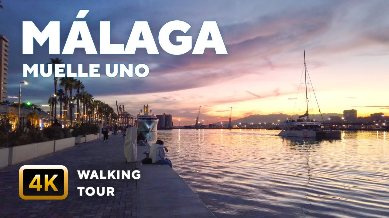 Málaga, Spain – 4K Walk in Open-Air Mall at Sunset