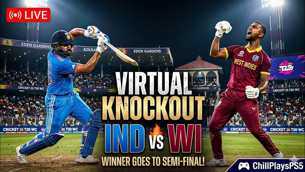IND vs WI LIVE 🔥 Virtual Knockout | Winner to Semi-Final | Eden Gardens | Cricket 26