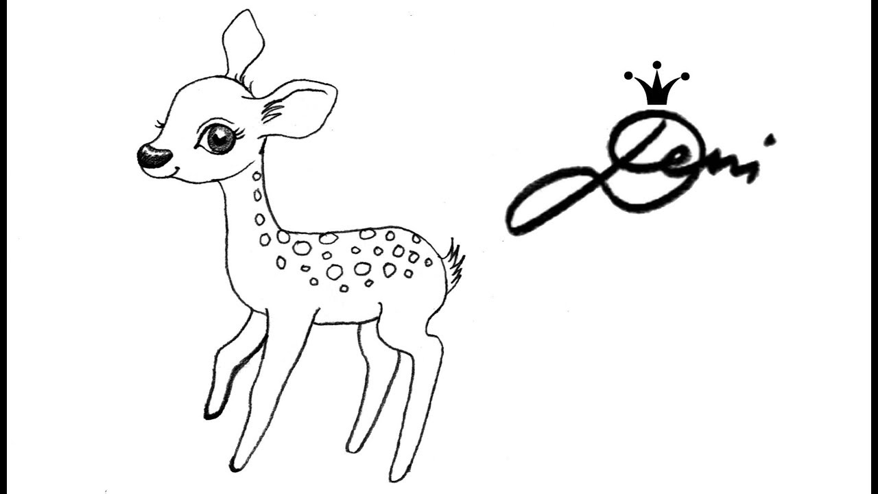 Reh 🦌 Rehkitz zeichnen lernen für Kinder 🦌 how to draw a fawn (cute baby deer) сърничка