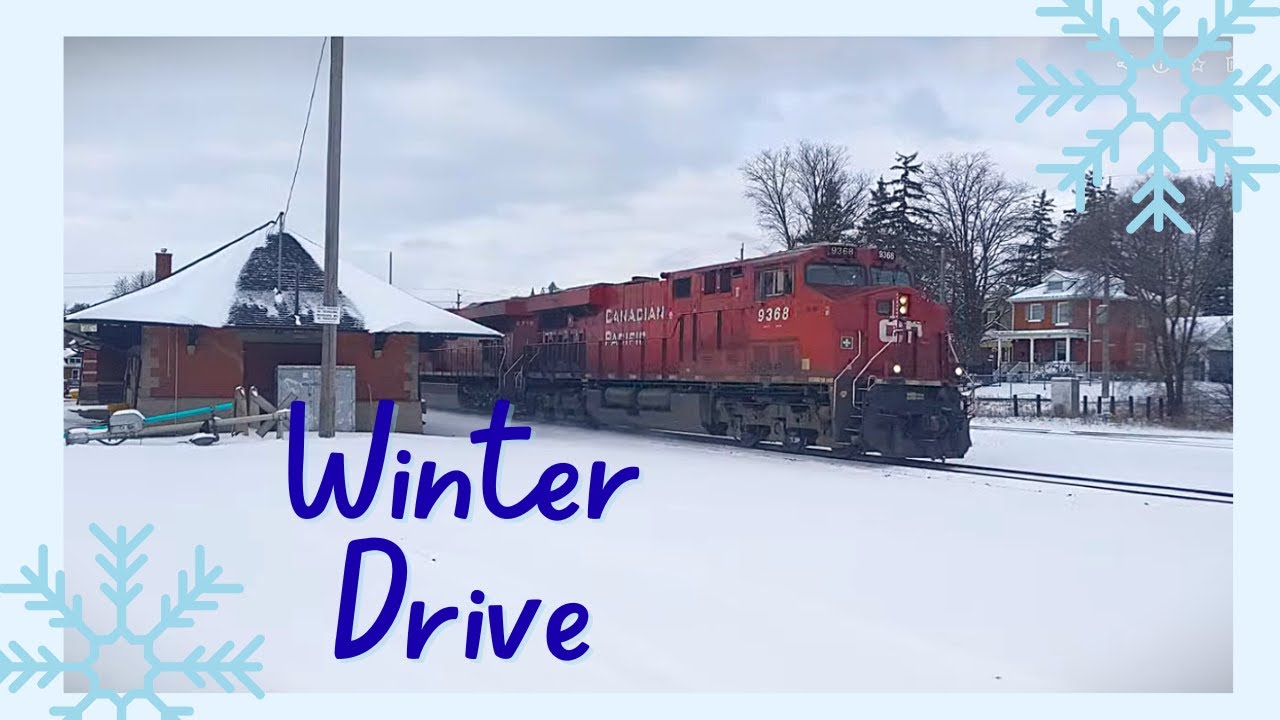 Winter Drive to Cambridge, Ontario 2025 — Snowy Roads and a CP Train Finale!