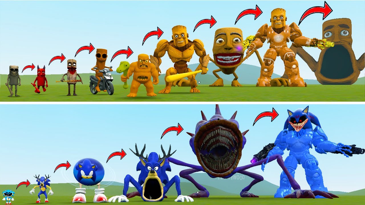I DISCOVERED NEW EVOLUTIONARY FORMS OF THE TUNGTUNG SAHUR VS KING OF SPEED SONIC EXE IN GARRY'S MOD!