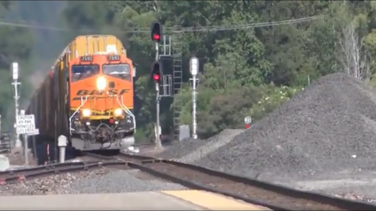 Autoracks, Stack Train, and a Grainer  w Foreign Power at Three Differnt Locations  4K