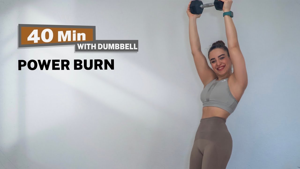 40 MINUTE POWER BURN WITH DUMBBELL- CARDIO AND STRENGTH TRAINING WITH WEIGHTS- NO REPEAT