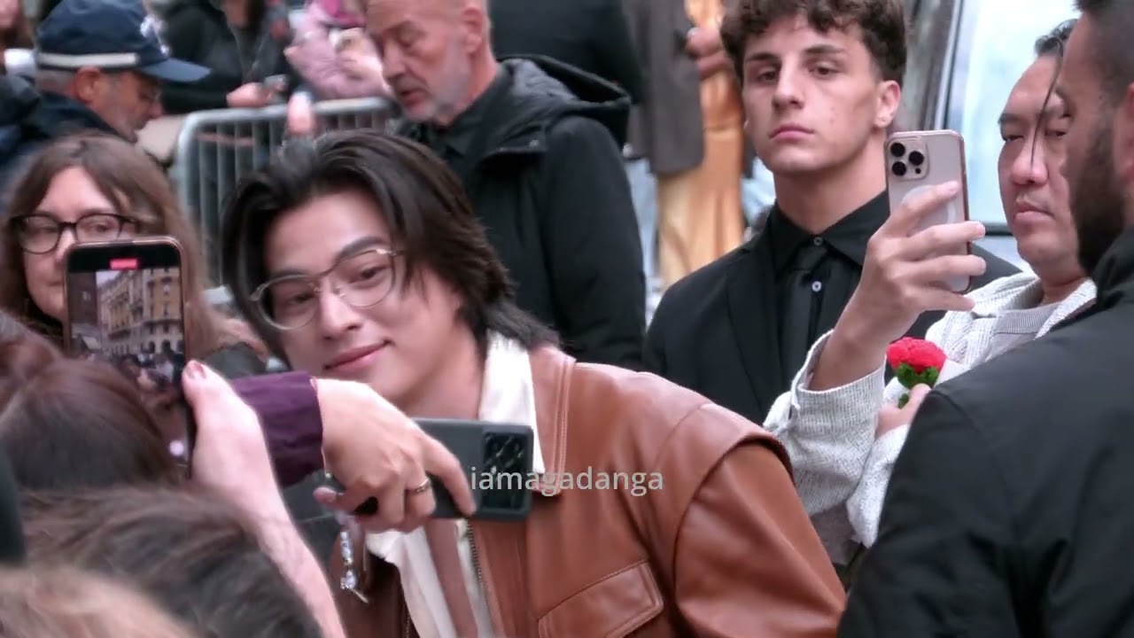 Gulf Kanawut Traipipattanapong at the Ferrari SS26 fashion show in Milan. #gulf #ferrariss26