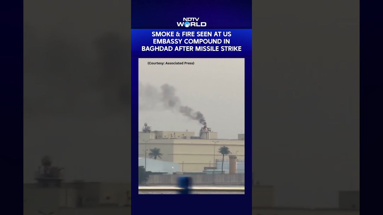 Smoke & Fire At US Embassy Compound In Iraq's Baghdad After Missile Strike